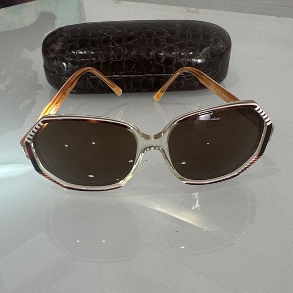 Balenciaga Vintage Gold and Brown Sunglasses